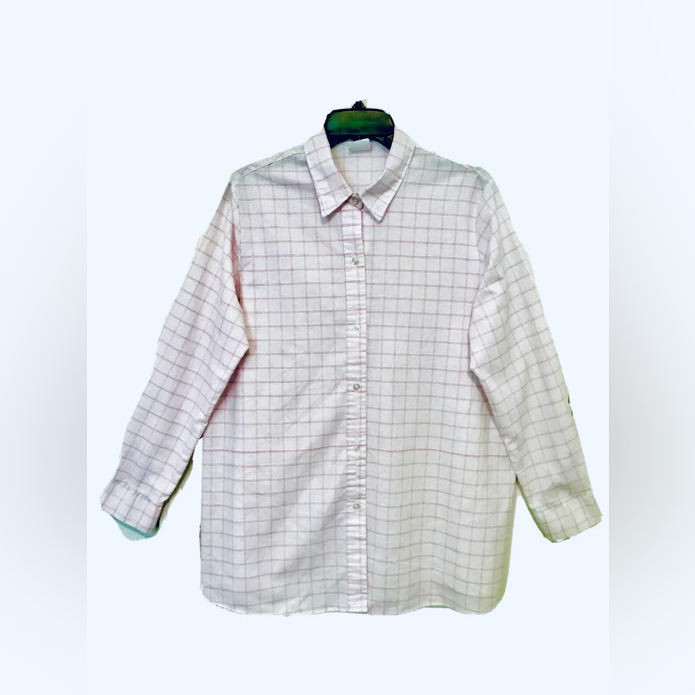 Land ‘N Sea Vintage 80’s Womens Size 12 Button Up Long Sleeve Window Pane Shirt